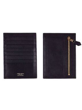 GIORGIO ARMANI BLACK LEATHER CARD CASE WALLET